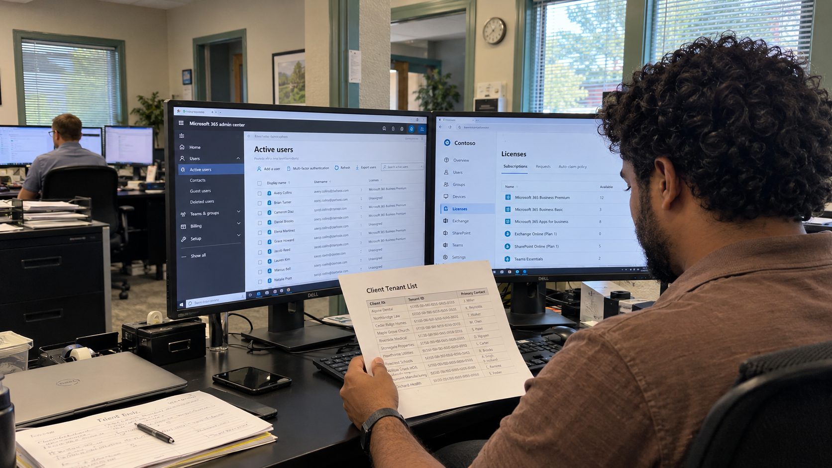 Administrator compares a client register with records for M365 multi tenant management