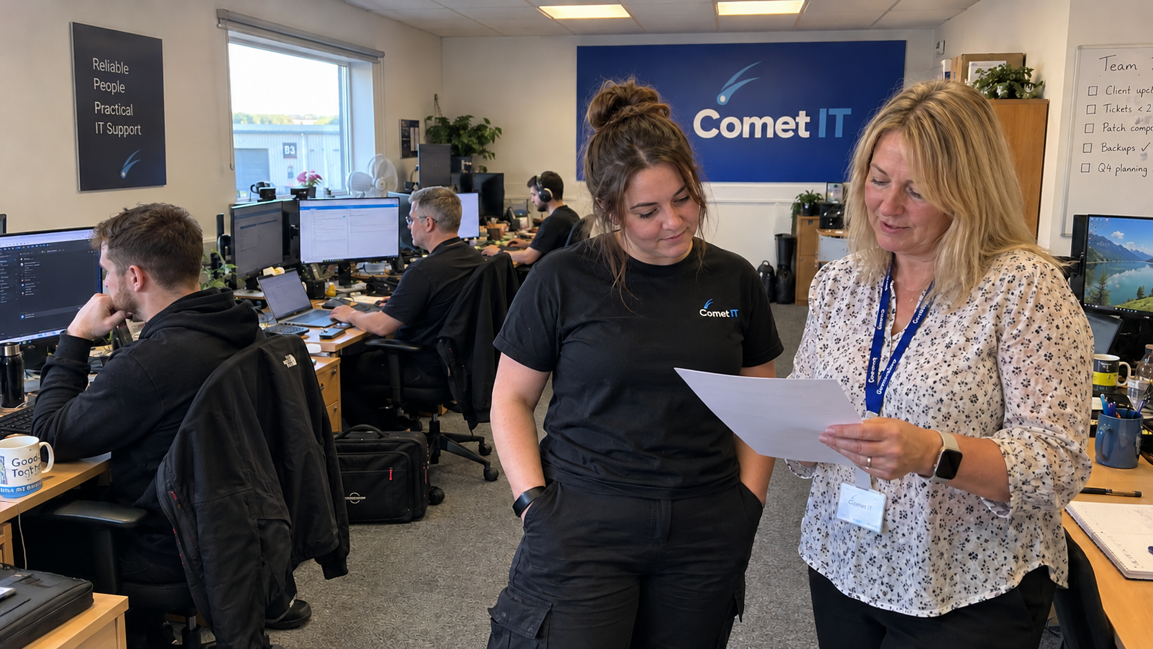 Employee referral bonus: an MSP technician and office manager discuss an open service desk role